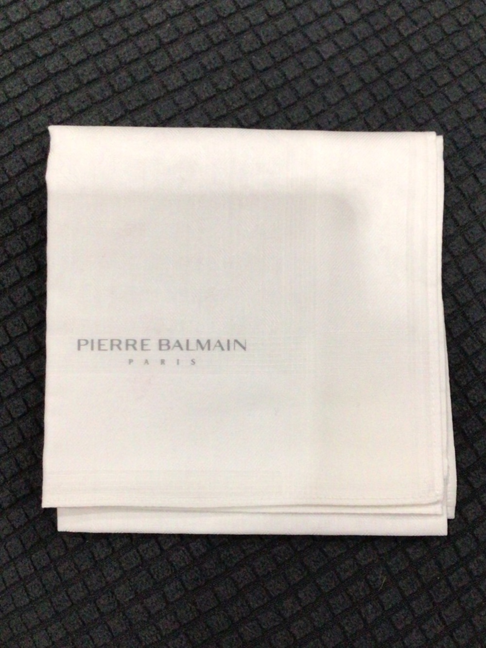 Pierre Balmain White Logo Pocket Square